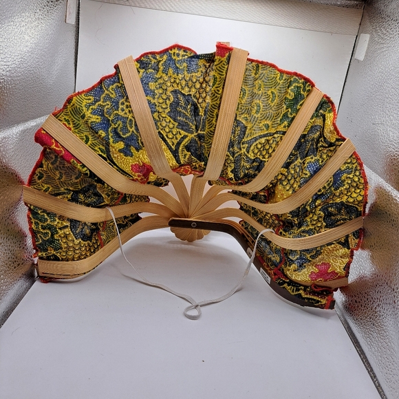 Batik Indonesian Bamboo Sun Foldable Travel Sun Fan Hat Gardening - Picture 3 of 6
